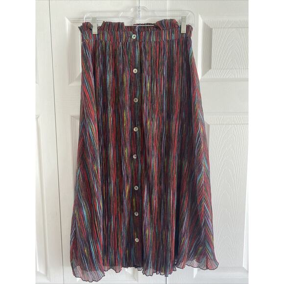 House of Harlow x Revolve Womens Small Linen Midi Skirt Rainbow Striped Boho - Picture 1 of 10